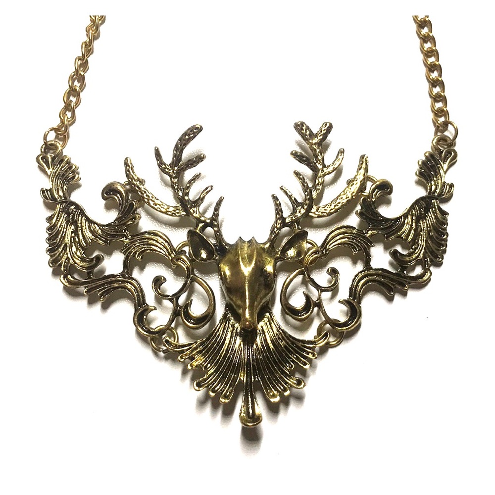 Bronze Deer Head Necklace